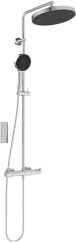 Ideal Standard Ceratherm T125+ Duschsystem, Wassersparende Brause mit variablen Strahlarten und Verbrühschutz (CoolBody), Höhe anpassbar, Brauseschlauch 1750 mm – Chrom (304x586x1191 mm)
