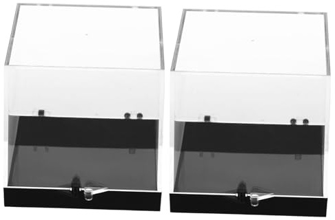 CAXUSD Aufbewahrungsboxen Vitrine Quadratische aus Kunststoff 2 Stück Schaukasten Acryl Stabile Muster Displayboxen für Mineralien und Sammlerstücke für Zuhause und Store