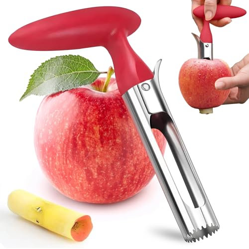 Descorazonador de Manzanas,Descorazonador de Fruta,descorazonadores de para manzanas o peras,Acero Inoxidable Core Remove,con hoja dentada afilada y mango ergonómico angular,Apto para Hogar y Cocina