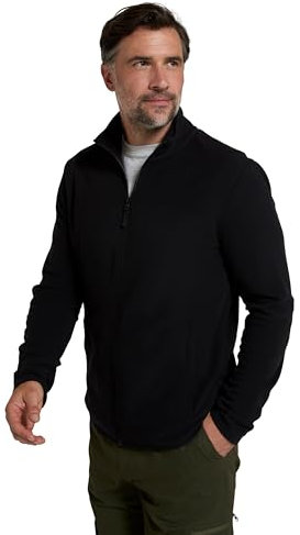 Mountain Warehouse Camber Mens Fleece Full-Zip Jacket - Lightweight & Quick Dry Microfleece Sweatshirt, Casual Wear - Winter Camping, Outdoors, Travelling & Hiking Black XS