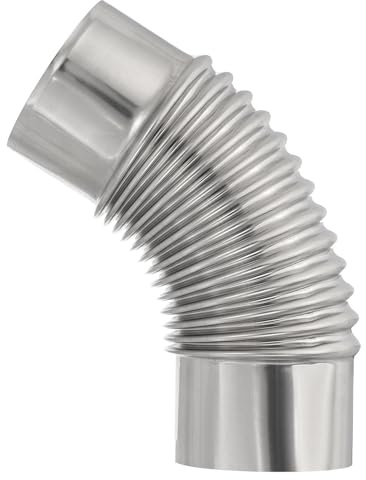PATIKIL Tubo De Estufa De 45 Grados 1 Pieza Codo De 3.15 Pulgadas Extensión De Chimenea De Acero Inoxidable Para Accesorios De Estufa De Leña Longitud De 7.87 Pulgadas