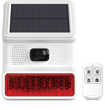 XNY Wetterbeständig Alarmanlage Aussen, Solar Bewegungsmelder Alarm, PIR Bewegungsmelder Aussen Wasserdicht mit Fernbedienung, 120db, Alarmanlage für Haus, Wohnung, Bauernhof, Villa