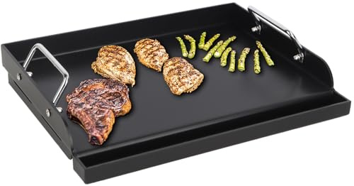Universal Flat Top Griddle for Gas/Electric/Charcoal Grill/Stove Top BBQ Griddle Inserts, 17 x 13 Skillet for Weber Charbroil Camp Chef Nexgrill Pan Plancha Para Cocinar for Outdoor, Carbon Steel