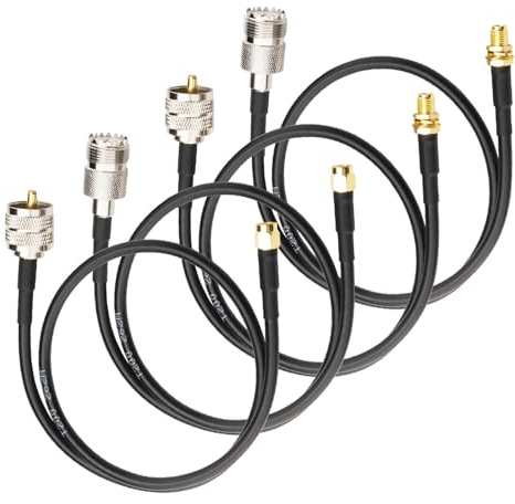 Boobrie 4 cables SMA a UHF mejorados 50 cm Kit SMA a PL259 SO239 0-6GHz Low Loss UHF SO239 PL259 Alargador CB Cable de antena inalámbrica LMR200 equivalente a RG58