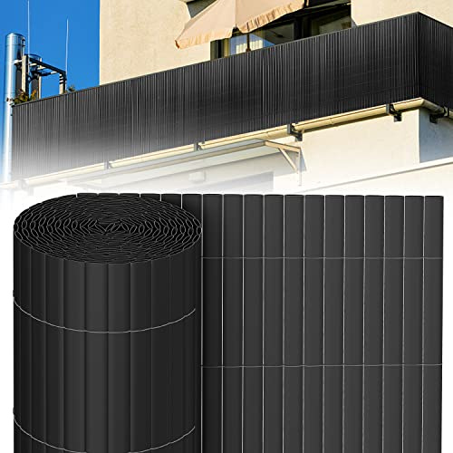 Ollewiellan PVC Sichtschutzmatte 180x300 cm, Sichtschutz Garten Windschutz, Balkon Sichtschutz Sonnenschutz, Garten Sichtschutz mit Dreifachverstärkung, mit Kabelbinder,Grau