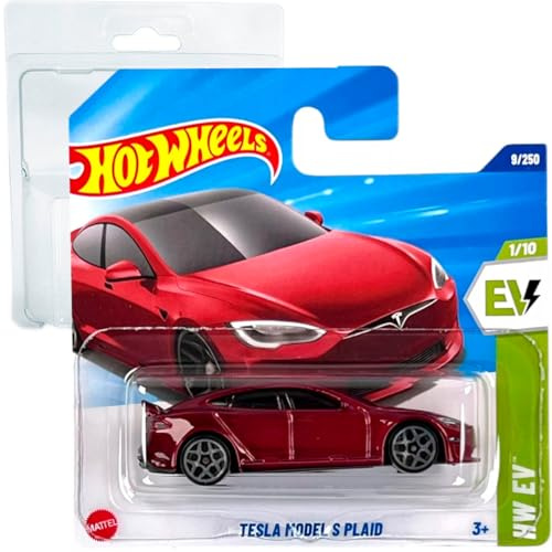 Hot Wheels - Tesla Model S Plaid - HW EV 1/10 - HYW86 - Short Card - Druckgussmodell 1/64 - dunkelrot - Mattel 2025-1:64