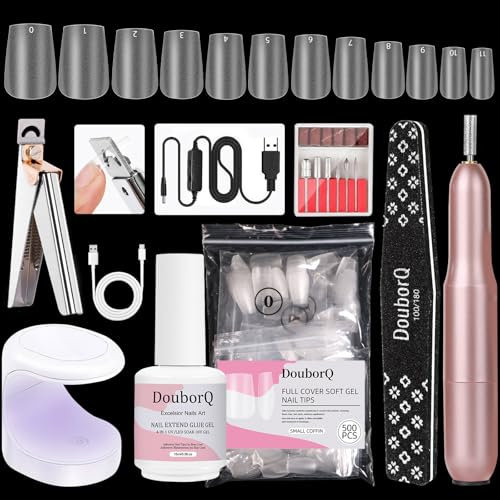 Major Dijit Gel X Starter-Set – Mit Nagelfräse, 4-in-1 Gel (0,5oz), 500 Coffin-Tips UV-Lampe & Zubehör für Nagelverlängerungen & Nail Art