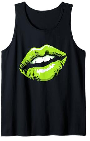 90er Jahre 80er Party Lila Lippenstift Kiss Kuss Kussmund Tank Top
