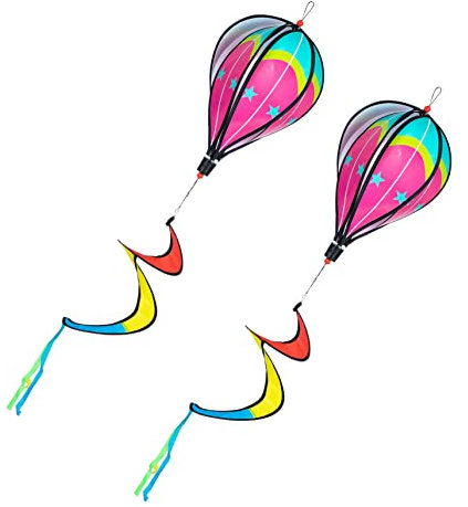 VANZACK Décors De Moulins à Vent en Montgolfière, Suspensions D'aménagement Extérieur Colorées, Lot De 2 Pièces Spirale 35 Cm, Décoration De Jardin, Effet Visuel Rotatif Au Vent