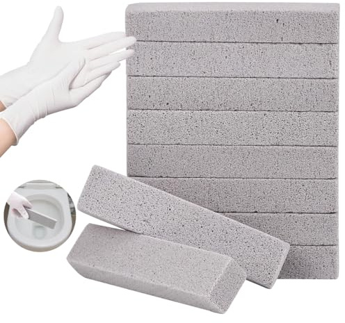 Herda 10 Pack Pumice Stone for Toilet Bowl Cleaning, Powerfully Pumice Stick for Cleaning Hard Water Rings, Calcium Buildup, Rust, Pumice Bar for Toilets, Bathtubs, Grills, Swimming Pools, Sinks