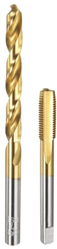 QUARKZMAN Gewindebohrer und Bohrer Set, M8 x 1 Gerade Nut Gewindeschneidsatz & 7mm Spiralbohrer, Titanbeschichtetes HSS-6542 Gewindeschneidwerkzeug-Set