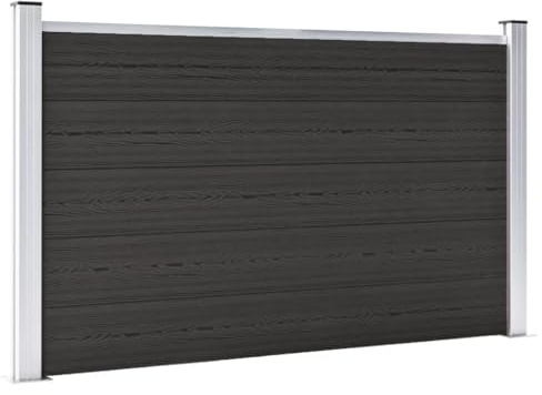 Garden Fence Clôture pour chien - Clôture pour chien - Élément de clôture WPC - 180 x 105 cm - Noir - Pour balcon, jardin, terrasse, camping