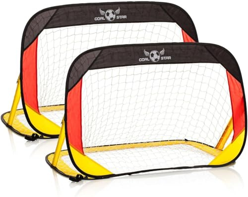 Goal Star Pop-Up Fußball Tor Torwand 120x80x80cm; Selbstaufbauendes Automatik Fussball-Tor klappbar mit Tragetasche