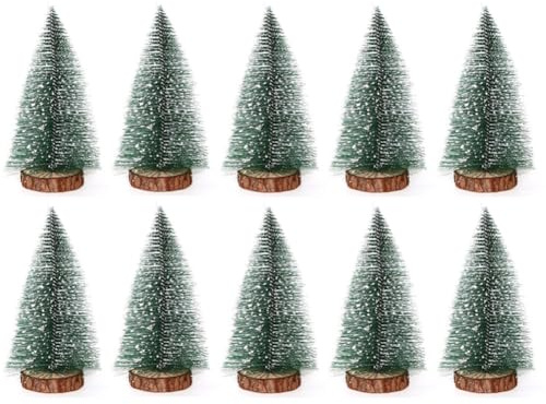 Mini árbol de Navidad, 12 unidades, 10 cm, miniatura, árbol de Navidad artificial, pequeño árbol de Navidad, para decoración de mesa, escaparate o dormitorio