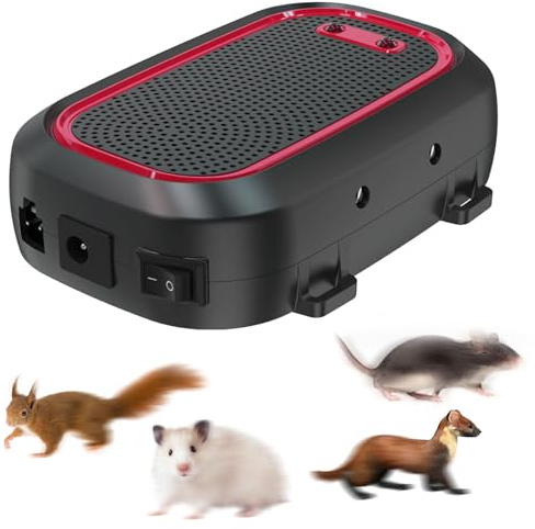 OBEST Marten Repeller Ultraschall Abwehr, Marderschutz Auto Tiervertreiber | Marderschutz mit Blitz gegen Katzen, Hunde, Marder, Tierabwehr und Marderschreck, Mäuseabwehr für Fahrzeuge(Schwarz)