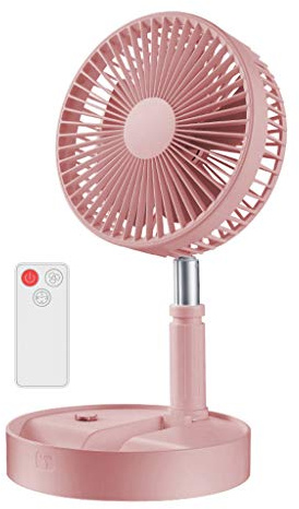 YIZITU Ventilador telescópico plegable recargable para estudiantes, dormitorio, hogar, camping, oficina, escritorio pequeño, USB, potente PC