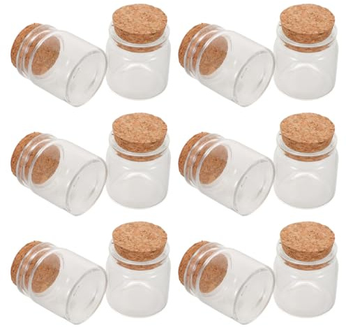 ABOOFAN Lot De 12 Mini Bouteilles En Verre 30 Ml Avec Bouchon En Liège Flacons Transparents Réutilisables Pour Bouteille À Souhaits Rangement De Petits Objets Diy Mariage Et Décoration