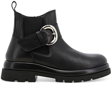Melluso Stivaletto Donna Nero in Pelle con Maxi Fibbia e Carrarmato 37.5 / Nero