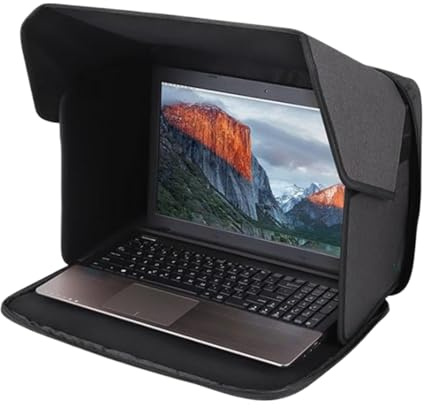Laptop Sun Shade | Foldable Lightweight Laptop Desk Shade | Sun Glare Shield Privacy Cover for Working Outside | Portable Shield Cover Computer Hood Fits 12-14 Laptops, Protects Privacy
