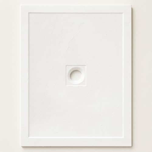 FORTUNATO Piatto Doccia in Cemento Effetto Pietra, 80x100 cm, Spessore 4,8 cm, Antiscivolo, Idrorepellente, per Interni e Esterni (Bianco)