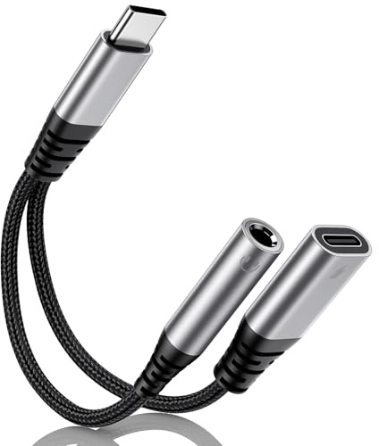 USB C auf Klinke 3,5mm Adapter, 2 in 1 Kopfhörer Adapter und Laden, USBC zu Schnellladung Aux Audio für iPhone 17 16 15 Plus Pro Max, iPad Pro Air Mini, Samsung S25 S24 S23 S22 S20 Ultra, Google usw