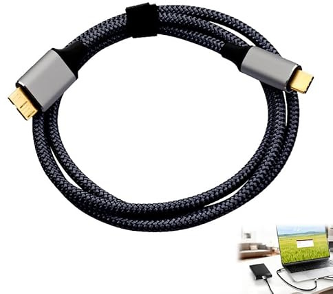 Câble USB C vers Micro USB 3.0 0.5M - Câble Nylon Tressé Type C vers Micro B Compatible avec Disques Durs Externes Toshiba, Seagate, WD My Passport, Galaxy et Plus - Transfert de Données Rapide