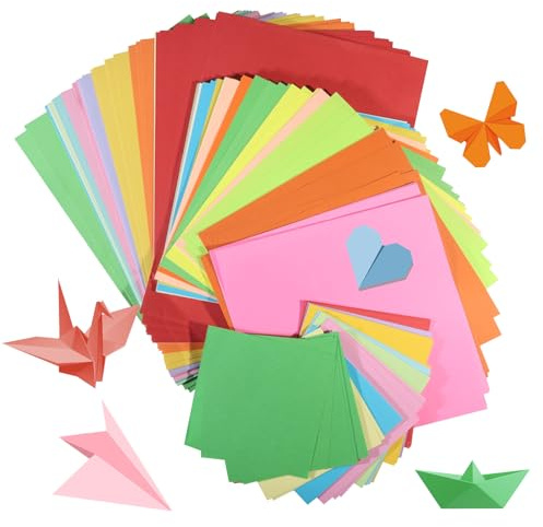 300 Fogli di Carta Origami - Fogli Colorati 20 Colori, A4 (21 X 29,7) & 20 X 20 & 12 X 12 cm 3 Dimensioni Set di Carta per Manualità, Origami DIY per Fare da Sè Regali di Compleanno e Natale
