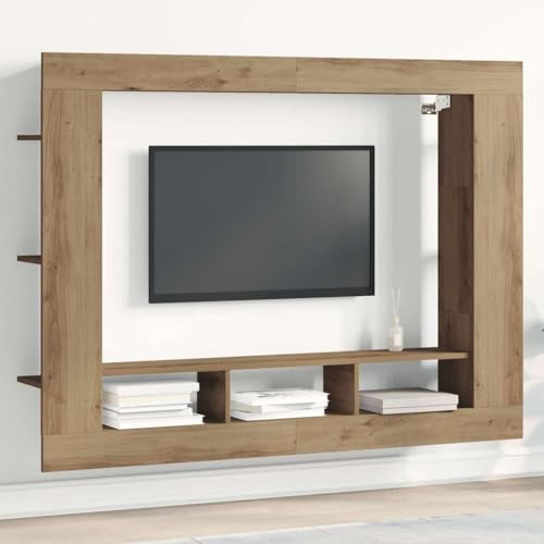 HaoChrymec TV-Schränk Wandmontiert Aus Holzwerkstoff, Mit Rustikalem Design, Fernsehkommode, TV Cabinet for Living Room, Sideboard Wohnzimmer, Artisan-Eiche, 152 x 22 x 113 cm