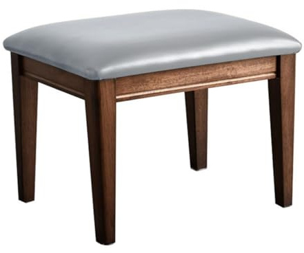 Ottomane aus Leder für Sofa, kleiner Make-up-Hocker für Wohnzimmer, Schlafzimmer, Küche, rechteckige Fußstütze mit Holzbeinen, stilvolle und vielseitige Heimdekoration