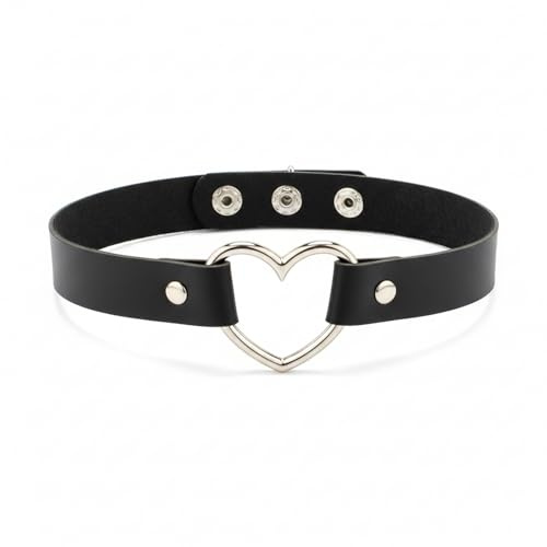 Wailike Choker Damen Schwarz Leder, Gothic Halskette Verstellbar, Punk Kropfband Halsband, Vintage Kunstleder Statement Schmuck für Halloween Party Alltag