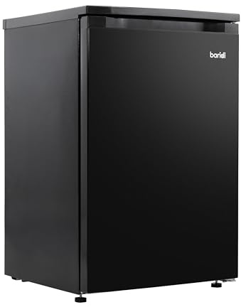 Baridi 55cm Freestanding Undercounter Larder Fridge, 130L Capacity, Reversible Door, Black - DH247