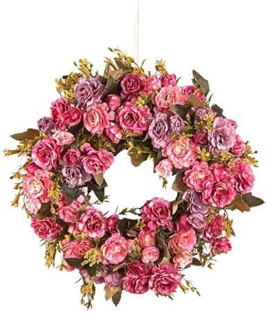 Eldo® Kunstblumenkranz rosa Nelken Ø 30 cm – zum Legen oder aufhängen – pflegeleicht und langlebig – ideal für drinnen & draußen – Frühling- / Sommerdeko - Türkranz Blumenkranz
