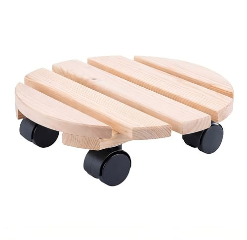 HRB 2er Set Pflanzenroller Ø30 cm Holz – Stabiler Rolluntersetzer bis 50 kg – Blumentopf Untersetzer mit Rollen – leicht beweglich & bodenschonend