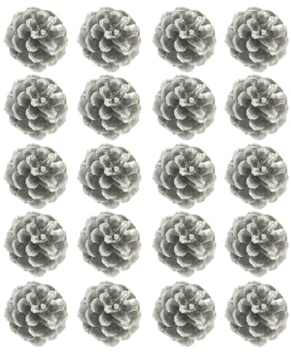 VICASKY 1satz Teiliges Künstliche Tannenzapfen Silber Rustikale Weihnachtsdeko Naturgetreu für Basteln Floristik Weihnachtssträuße und Geschenkverpackungen