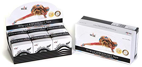 Nasara Original Kinesiology Physio Sport Tape: confezione da 6 nastri per lo sport e la medicina, rotolo da 5cm x 5m, nero