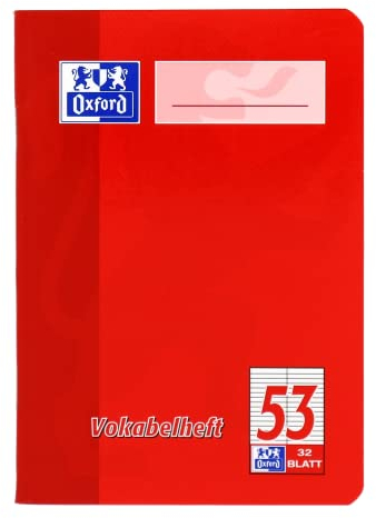 Oxford Vokabelheft, A6, 32 Blatt, Lineatur 53, rot und grün, 10 Stück