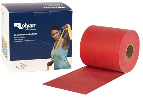 Rolyan Resistive Exercise Band, Halb Widerstand, Widerstand Band für Fitness und Workouts, Improve Kraft und Mobilität, Ausrüstung für Physiotherapie, Injury Rehab, Fitnessraum, Haus, Rot, 46 m