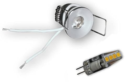 LICHT DISCOUNT LED Sternehimmel 10er Set | Mini Einbau-Strahler Einbaulampen 12V | 2W-ME G4 LED Sternchen Spots warmweiß 30mm | Sternenhimmel Spots chrom glänzend inkl. SCH-30W Trafo