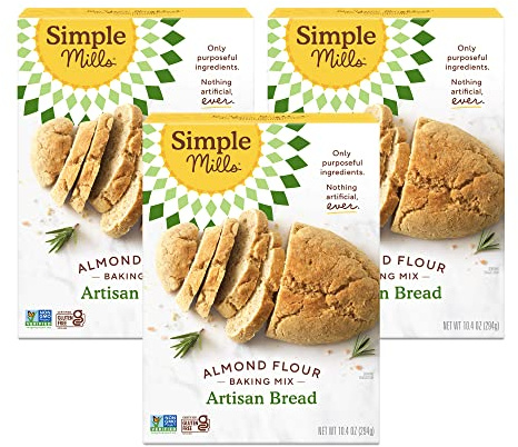Simple Mills Almond Flour Baking Mix, Gluten Free Artisan Bread Mix, Made with whole foods, 3 Count (Packaging May Vary)