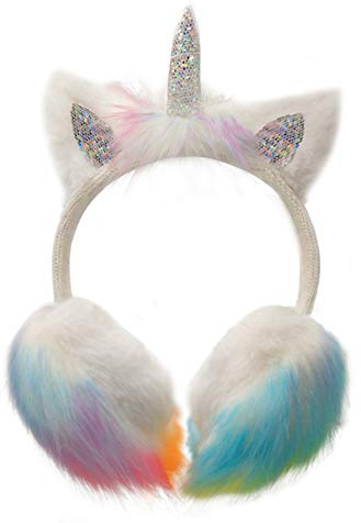 Gifts Treat Girls Earmuffs Mittens and Scarf Set Kids Unicorn Ear Muffs and Knitted Gloves Neck Warmer Set in Colorful Plush Design