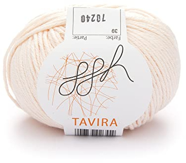 ggh Tavira - 100% Cotton - Running Length 80 m to 50 g - Needle Size 4-5 - Wool Suitable for Knitting or Crocheting - Colour 039 - Powder