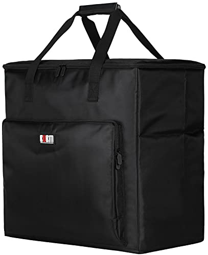 BUBM Desktop Computer Tower and Monitor Carrying Case,Protable Travel Tote Bag for PC Chassis, Monitor(Up to 24inch), Keyboard and Mouse,Black