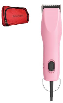Rotschopf24 Edition Hunde Schermaschine KM2+ pink, 2 Speed. Incl. Tasche. | Super Power-Motor bürstenlos. Vibrationsarm. Schwingungsdämpfung. 2 Leistungsstufen (3000 / 3400 U/Min). Für Dauerbelastung.