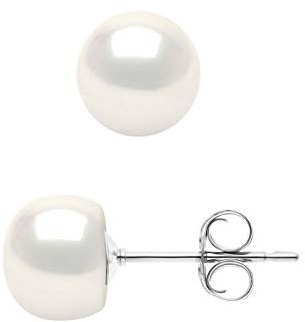 Pearls & Colors - Orecchini da donna con perle d’acqua dolce, disponibili in varie misure, qualità AAA+, colore: Bianco naturale