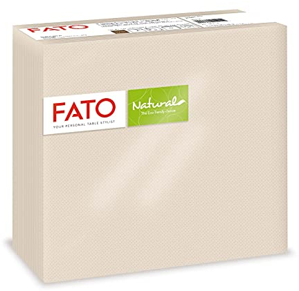 Fato - Natürliche Einweg-Papierservietten 4-fach gefaltet, umweltfreundlich, 40er-Pack Servietten, Größe 38x38, 2-lagig, 100% Recyclingpapier