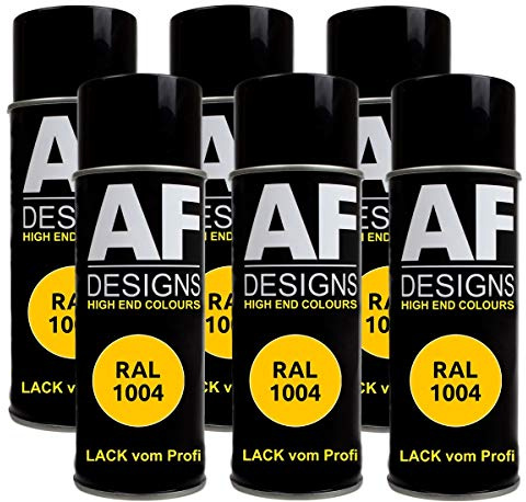 Alex Flittner Designs Spraydose RAL1004 GOLDGELB glänzend, glänzend | 6er Pack RAL Spraydosen a 400 ml pro Dose