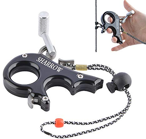 AMEYXGS Bogenschießen Spannhilfen Bogen Release Aids 3 Finger Daumen Compound Bogen Release Grip Aluminiumlegierung Caliper Trigger für Compound Bogen