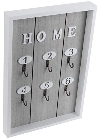 HERCHR Decorative Key Holder for Wall,6 Hooks Wooden Key Holder Hanger 7.9x11.8x1.2in Wall Mounted Decorative Home Storage Solution Anchor Rack for Home