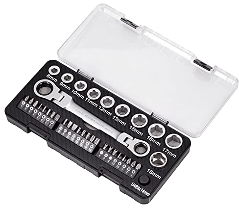 LEONTOOL Juego de 36 llaves de trinquete de 8.5 pulgadas de liberación rápida Juego de llaves combinadas de trinquete métrico de doble caja universal de trinquete, Herramientas Taller