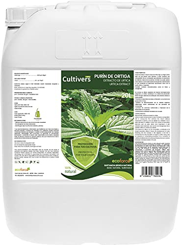 CULTIVERS Purín de Ortiga Ecológico 20 L Concentrado Extracto Natural de Urtica spp para Plantas Uso en Huerto y Jardín Apto Agricultura Ecológica Cuidado Vegetal